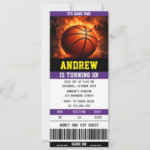 Convite de Basquete Personalizado Aniversário Espo