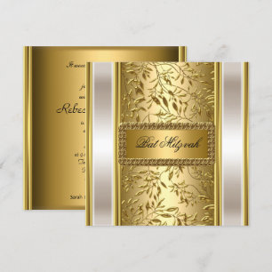 Convite de Bat Mitzvah Art Déco Dourado