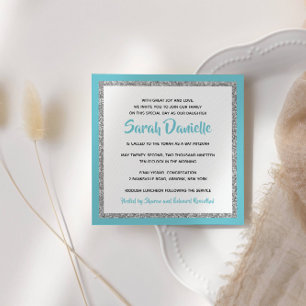 Convite de Bat Mitzvah Azul e Prata