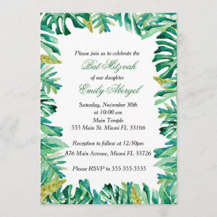 Convite de Bat Mitzvah Botânico Tropical