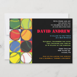 Convite De Bat Mitzvah Com Bar De Basebol Retroati