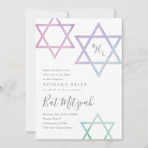 Convite de Bat Mitzvah com Estrela de David em aqu