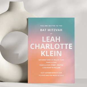 Convite de Bat Mitzvah com Gradiente Ombre de Pêss