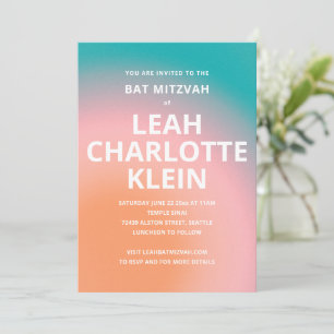 Convite de Bat Mitzvah com Gradiente Ombre de Pêss