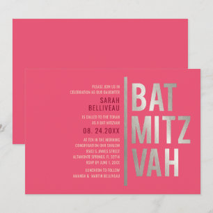 Convite de Bat Mitzvah com Letra Negrito Moderna