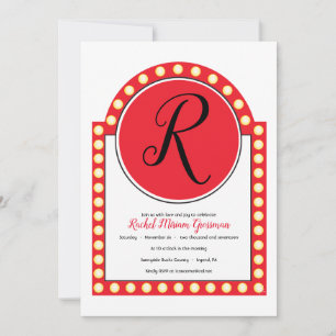 Convite de Bat Mitzvah com Letreiro de Marquee da 