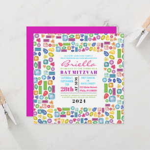 Convite de Bat Mitzvah com Pedras Preciosas BLING