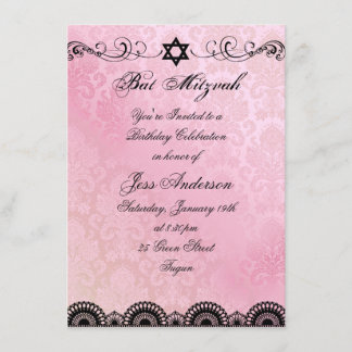 Convite de Bat Mitzvah de Aniversário com Renda Ro