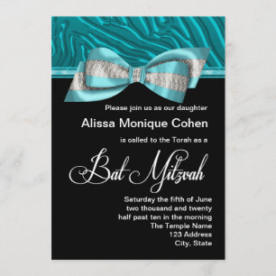 Convite de Bat Mitzvah do Zebra Azul Turquesa