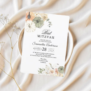 Convite de Bat Mitzvah Elegant Fall Aquarela