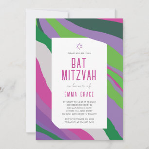 Convite de Bat Mitzvah Moderno Abstrato