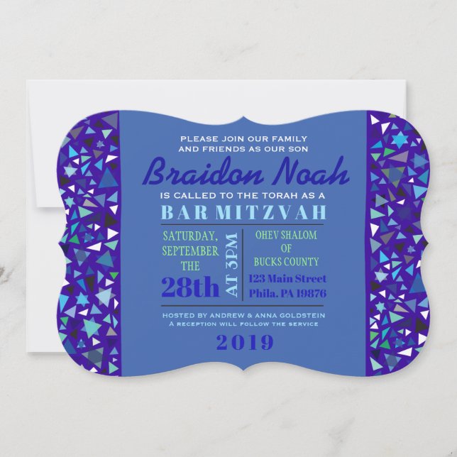 Convite de Bat Mitzvah para Bar STAR WALL (Frente)