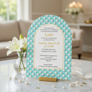 Convite de Bat Mitzvah Pérola Elegante
