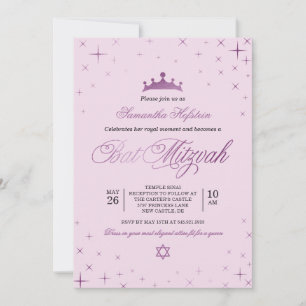 Convite de Bat Mitzvah Princesa Coroa Real