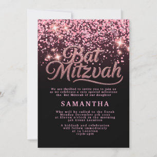 Convite de Bat Mitzvah Rosa e Preto