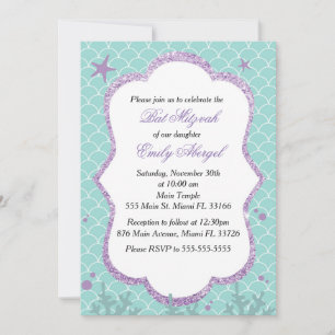 Convite de Bat Mitzvah Sob o Mar Roxo Teal