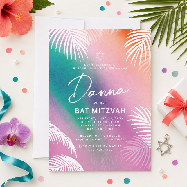 Convite de Bat Mitzvah Tropical de Verão (Criador carregado)