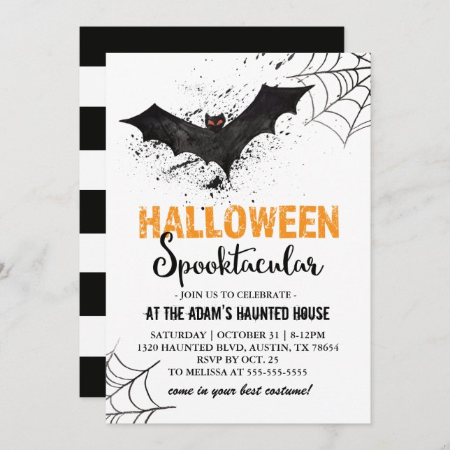 Convite de Bat Spooktacular do Halloween (Frente/Verso)