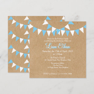 Convite de Batismo Azul Baby Bunting para Batizado