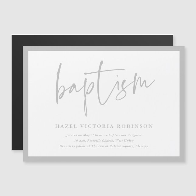 Convite de Batismo & Batizado de Letra Simples (Frente/Verso)