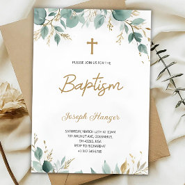 convite de batismo com floral elegante