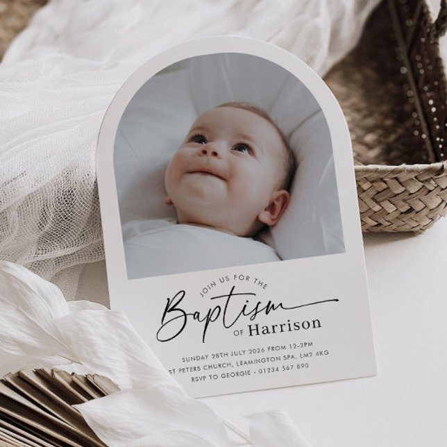 Convite de Batismo com Foto em Arco (Zazzle Arch Photo Baptism Invitation)