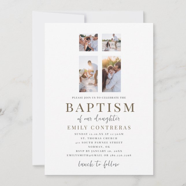 Convite de Batismo com Foto Personalizado (Frente)