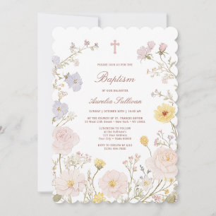 Convite de Batismo com Moldura Floral Delicada