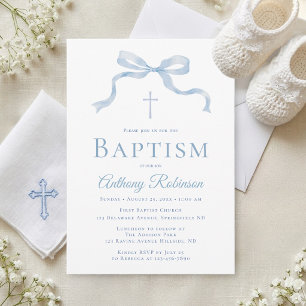 Convite de Batismo de Arco Azul Moderno para Menin