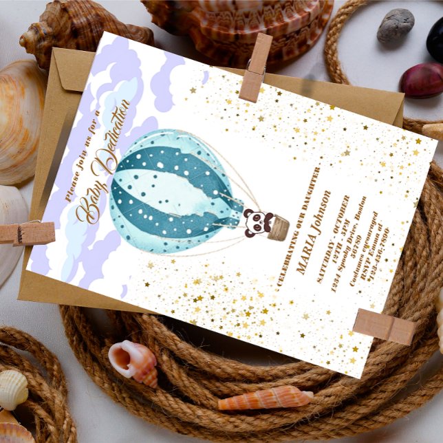 Convite de Batismo de Balão de Ar Quente Animais F (Criador carregado)