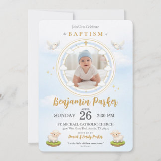 Convite de Batismo de Bebê Menino com Foto