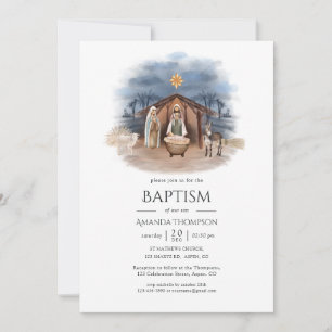 Convite de Batismo de Natal Religioso