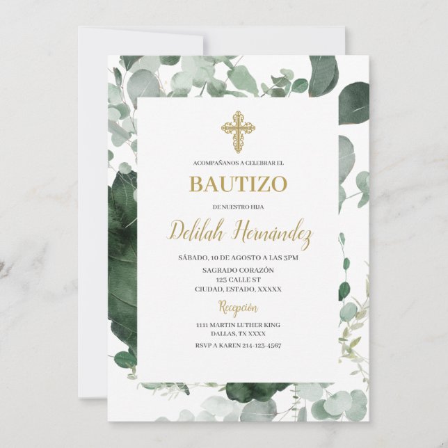 Convite de batismo de quadro verde (Frente)