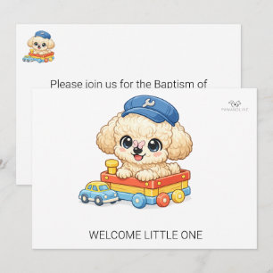Convite de Batismo do Chibi Toy Poodle Bem-vindo P