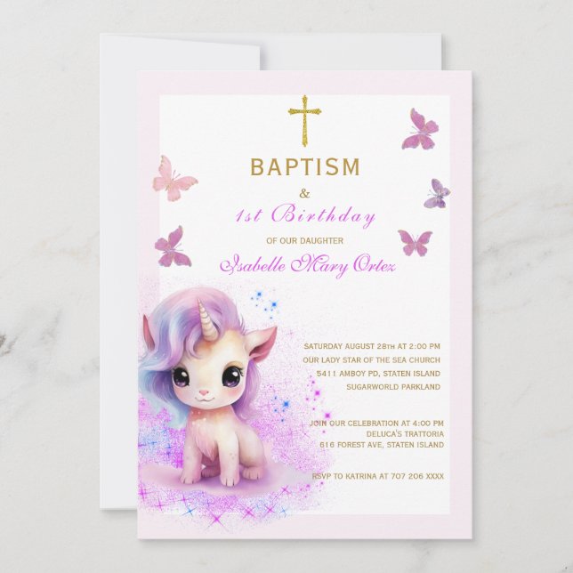 Convite de Batismo e Primeiro Aniversário de Unicó (Frente)