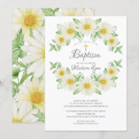 Convite De Batismo Floral Da Aquarela Daisy