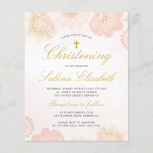 Convite de Batismo Floral Elegante Orçamento