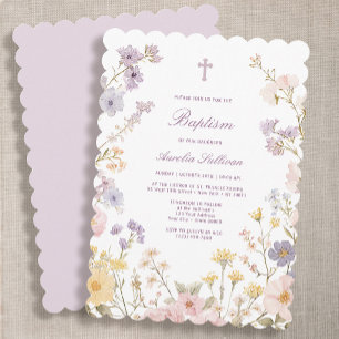 Convite de Batismo Moldura Floral Pastel