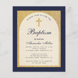 Convite de Batismo Navy Blue Budget Boy