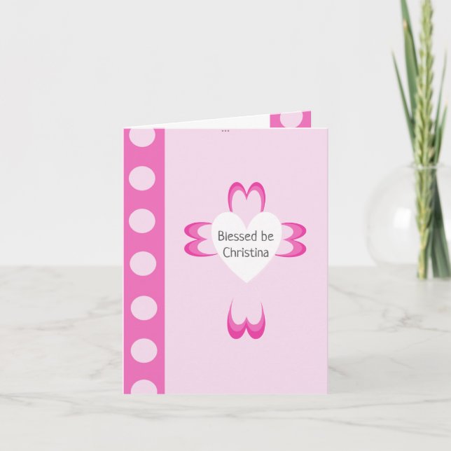 Convite de Batismo Rosa para Meninas (Frente)