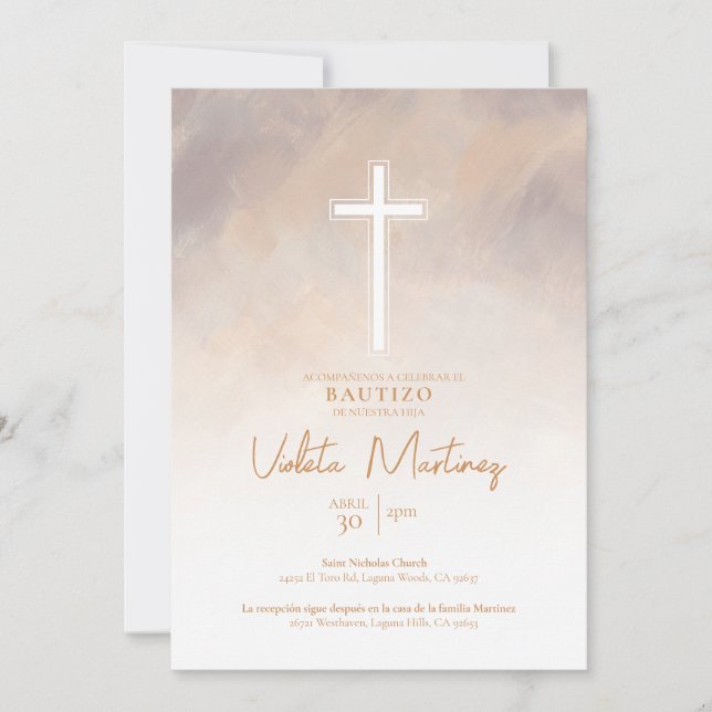 Convite de Batismo Roxo (Frente)