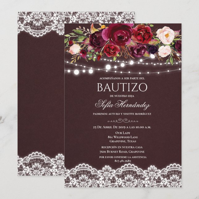 Convite de Batizado Convite de Batismo Convites de (Frente/Verso)