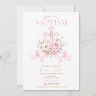 Convite de Batizado de Menina Floral Blush