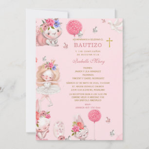 Convite De Batizado e Primeiro Aniversário Para Menina