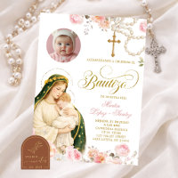 Convite de Bautizo da Senhora de Guadalupe Floral