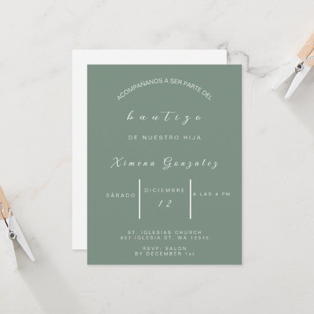 Convite de bautizo espanhol (Frente/Verso In Situ)