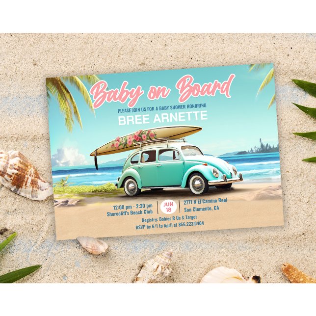 Convite de Bebê a Bordo na Praia (Criador carregado)