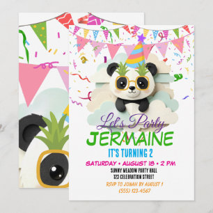 Convite de Bebê Panda Dobrado Espiando Origami F
