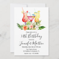 Convite de Bebidas de Coquetel de Aniversário Trop