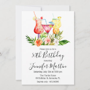 Convite de Bebidas de Coquetel de Aniversário Trop